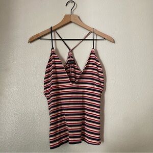 Reformation Deep V Striped spaghetti strap top XL